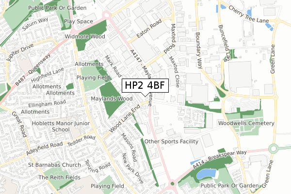 HP2 4BF map - small scale - OS Open Zoomstack (Ordnance Survey)