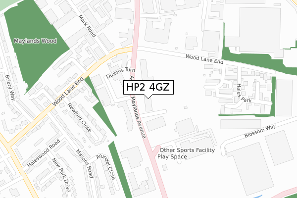 HP2 4GZ map - large scale - OS Open Zoomstack (Ordnance Survey)