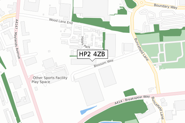 HP2 4ZB map - large scale - OS Open Zoomstack (Ordnance Survey)