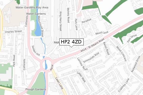 HP2 4ZD map - large scale - OS Open Zoomstack (Ordnance Survey)