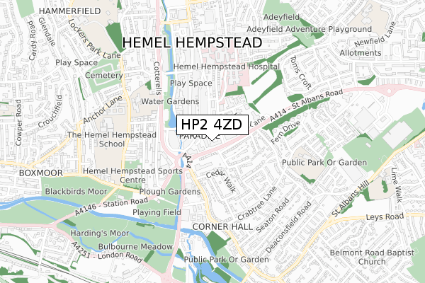 HP2 4ZD map - small scale - OS Open Zoomstack (Ordnance Survey)