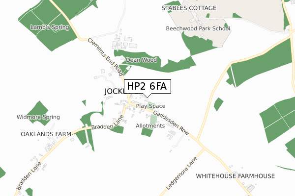 HP2 6FA map - small scale - OS Open Zoomstack (Ordnance Survey)