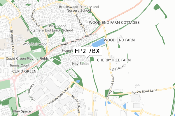 HP2 7BX map - small scale - OS Open Zoomstack (Ordnance Survey)