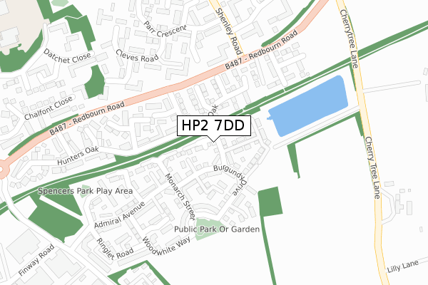 HP2 7DD map - large scale - OS Open Zoomstack (Ordnance Survey)