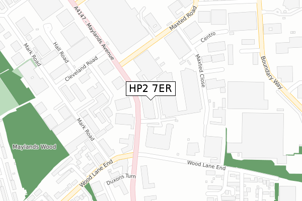HP2 7ER map - large scale - OS Open Zoomstack (Ordnance Survey)