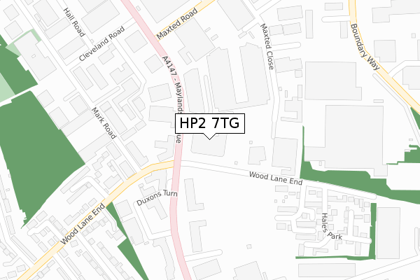 HP2 7TG map - large scale - OS Open Zoomstack (Ordnance Survey)