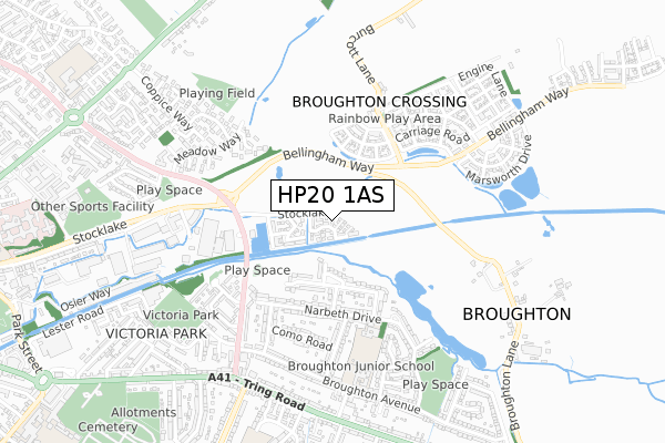 HP20 1AS map - small scale - OS Open Zoomstack (Ordnance Survey)