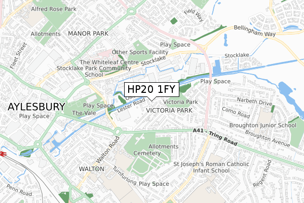 HP20 1FY map - small scale - OS Open Zoomstack (Ordnance Survey)