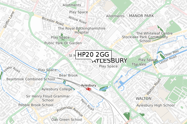 HP20 2GG map - small scale - OS Open Zoomstack (Ordnance Survey)