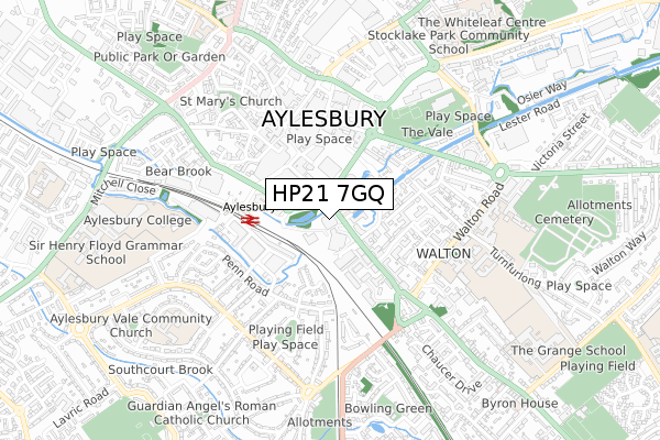 HP21 7GQ map - small scale - OS Open Zoomstack (Ordnance Survey)