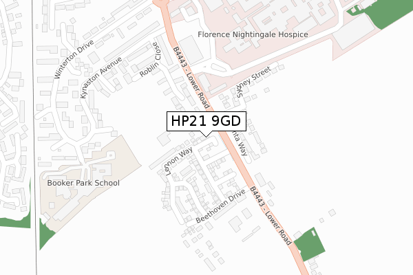 HP21 9GD map - large scale - OS Open Zoomstack (Ordnance Survey)