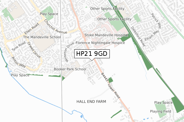 HP21 9GD map - small scale - OS Open Zoomstack (Ordnance Survey)