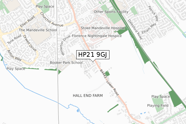 HP21 9GJ map - small scale - OS Open Zoomstack (Ordnance Survey)