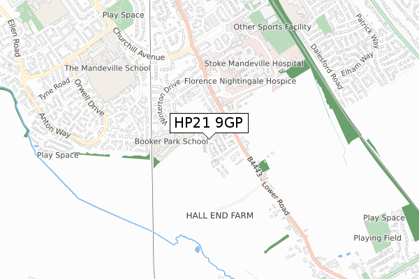 HP21 9GP map - small scale - OS Open Zoomstack (Ordnance Survey)