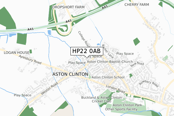 HP22 0AB map - small scale - OS Open Zoomstack (Ordnance Survey)