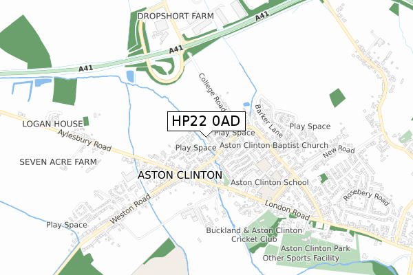 HP22 0AD map - small scale - OS Open Zoomstack (Ordnance Survey)