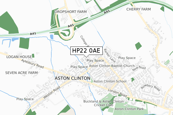 HP22 0AE map - small scale - OS Open Zoomstack (Ordnance Survey)