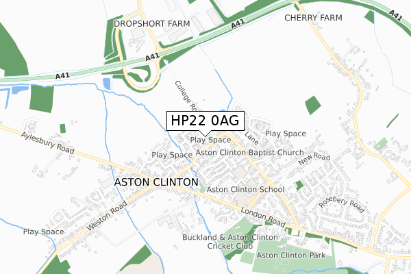 HP22 0AG map - small scale - OS Open Zoomstack (Ordnance Survey)