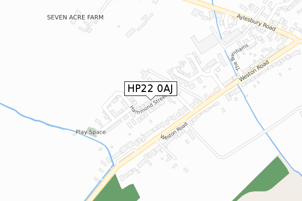 HP22 0AJ map - large scale - OS Open Zoomstack (Ordnance Survey)