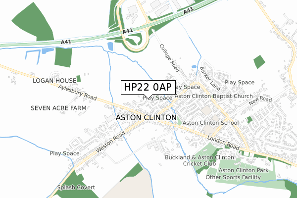 HP22 0AP map - small scale - OS Open Zoomstack (Ordnance Survey)