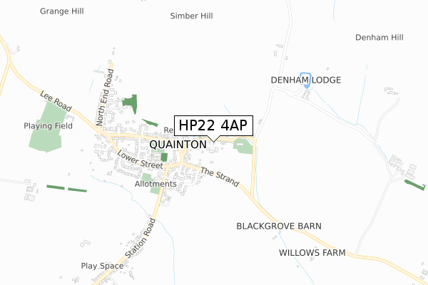 HP22 4AP map - small scale - OS Open Zoomstack (Ordnance Survey)