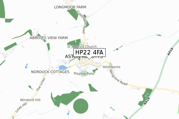 HP22 4FA map - small scale - OS Open Zoomstack (Ordnance Survey)