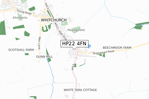 HP22 4FN map - small scale - OS Open Zoomstack (Ordnance Survey)