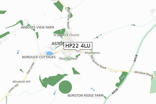 HP22 4LU map - small scale - OS Open Zoomstack (Ordnance Survey)