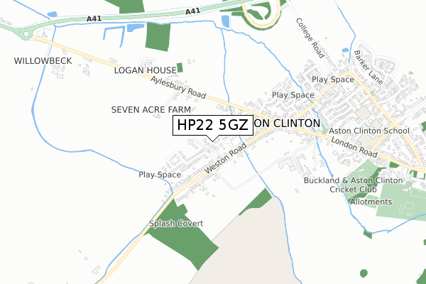 HP22 5GZ map - small scale - OS Open Zoomstack (Ordnance Survey)