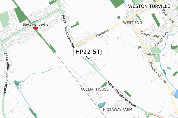 HP22 5TJ map - small scale - OS Open Zoomstack (Ordnance Survey)