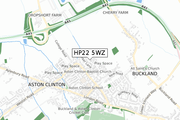 HP22 5WZ map - small scale - OS Open Zoomstack (Ordnance Survey)