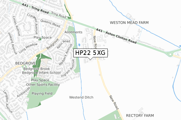 HP22 5XG map - small scale - OS Open Zoomstack (Ordnance Survey)
