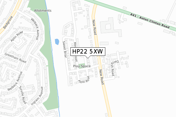 HP22 5XW map - large scale - OS Open Zoomstack (Ordnance Survey)