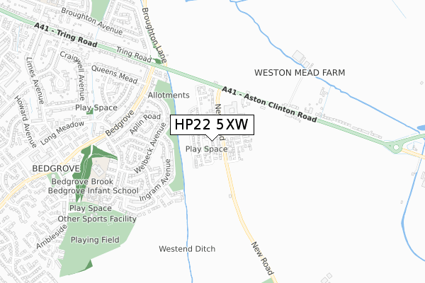HP22 5XW map - small scale - OS Open Zoomstack (Ordnance Survey)