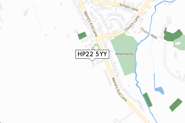 HP22 5YY map - large scale - OS Open Zoomstack (Ordnance Survey)
