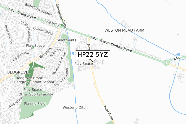 HP22 5YZ map - small scale - OS Open Zoomstack (Ordnance Survey)