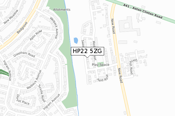 HP22 5ZG map - large scale - OS Open Zoomstack (Ordnance Survey)