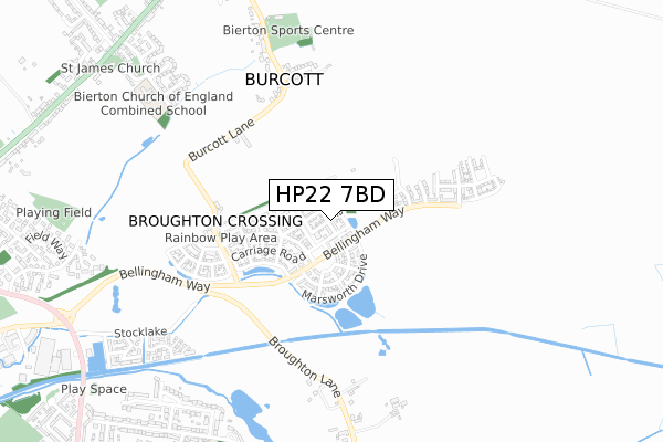 HP22 7BD map - small scale - OS Open Zoomstack (Ordnance Survey)