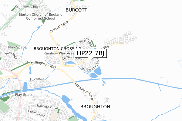 HP22 7BJ map - small scale - OS Open Zoomstack (Ordnance Survey)