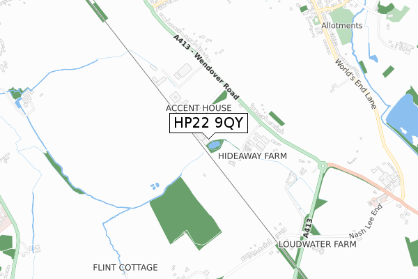 HP22 9QY map - small scale - OS Open Zoomstack (Ordnance Survey)