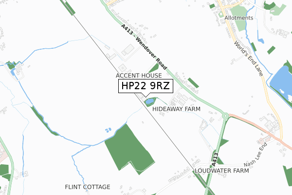HP22 9RZ map - small scale - OS Open Zoomstack (Ordnance Survey)