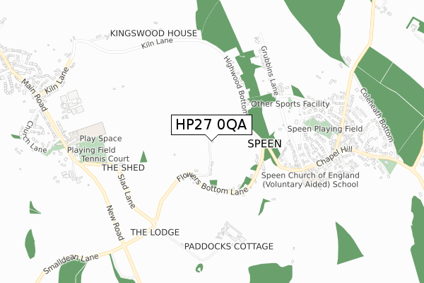 HP27 0QA map - small scale - OS Open Zoomstack (Ordnance Survey)