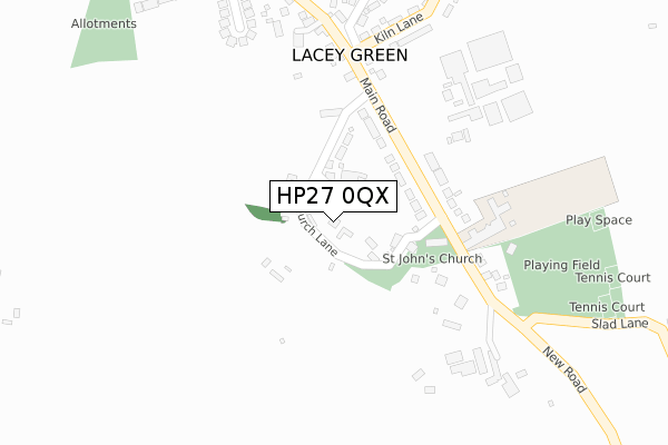 HP27 0QX map - large scale - OS Open Zoomstack (Ordnance Survey)