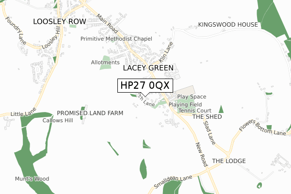 HP27 0QX map - small scale - OS Open Zoomstack (Ordnance Survey)