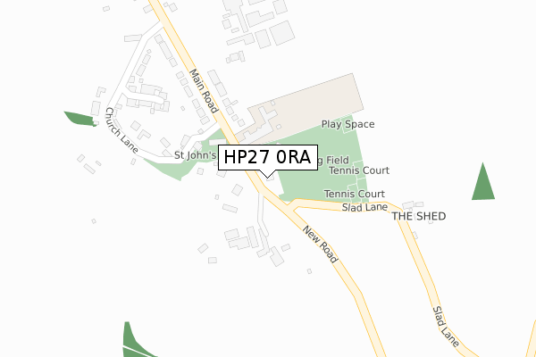 HP27 0RA map - large scale - OS Open Zoomstack (Ordnance Survey)