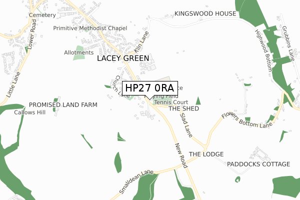 HP27 0RA map - small scale - OS Open Zoomstack (Ordnance Survey)