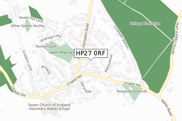 HP27 0RF map - large scale - OS Open Zoomstack (Ordnance Survey)