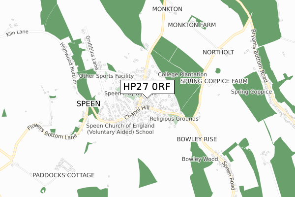 HP27 0RF map - small scale - OS Open Zoomstack (Ordnance Survey)