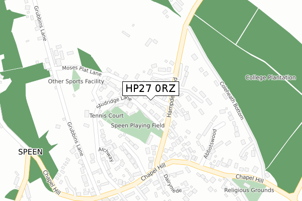 HP27 0RZ map - large scale - OS Open Zoomstack (Ordnance Survey)