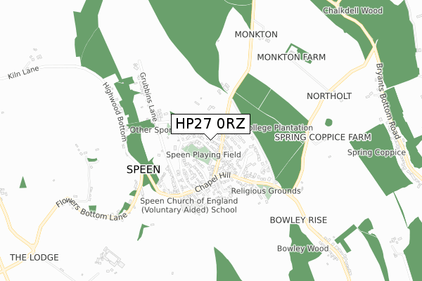 HP27 0RZ map - small scale - OS Open Zoomstack (Ordnance Survey)
